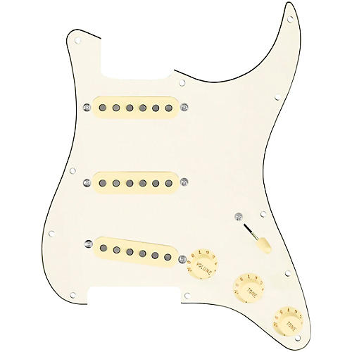 920d Custom Texas Vintage Loaded Pickguard for Strat With Aged White Pickups and S5W-BL-V Wiring Harness Parchment