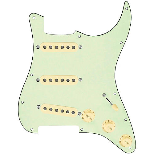 920d Custom Texas Vintage Loaded Pickguard for Strat With Aged White Pickups and S5W Wiring Harness Mint Green