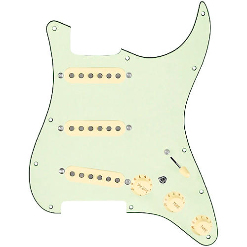 920d Custom Texas Vintage Loaded Pickguard for Strat With Aged White Pickups and S7W-MT Wiring Harness Mint Green