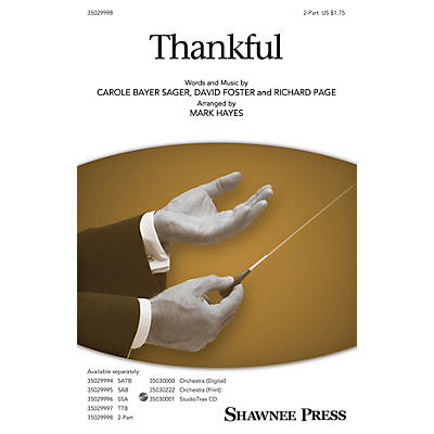 Shawnee Press Thankful 2-Part arranged by Mark Hayes