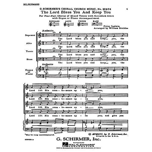 G. Schirmer The Lord Bless You and Keep You (with 7-Fold Amen) SATB composed by Peter Lutkin