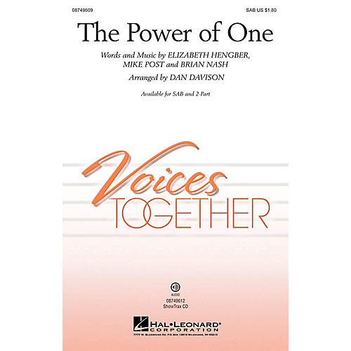 Hal Leonard The Power of One 2-Part Arranged by Dan Davison