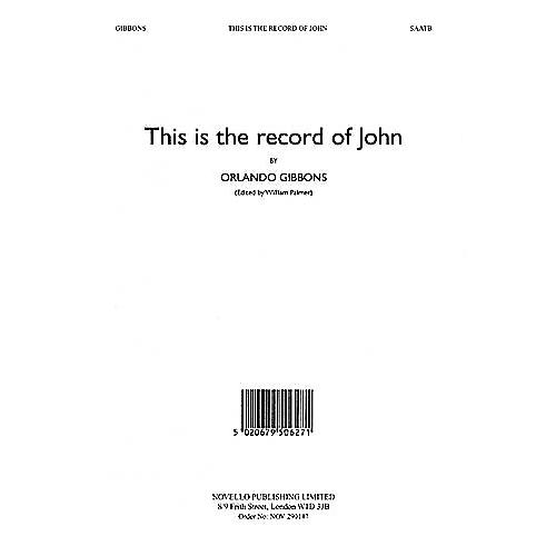 Novello This Is the Record of John (Alto Verse) SAATB Composed by Orlando Gibbons