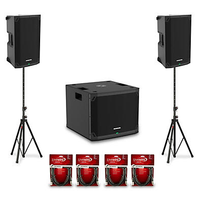 Mackie Thump12v4 12" Powered Speaker Pair With 15" Powered Subwoofer, Cables & Stands
