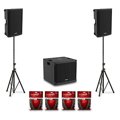Mackie Thump15v4 15" Powered Speaker Pair With 18" Powered Subwoofer, Cables & Stands