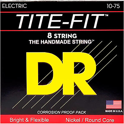DR Strings Tite-Fit Nickel Plated Medium 8-String Electric Guitar Strings (10-75)