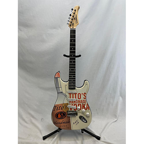 Silvertone Tito's Handmade Vodka Signed Edition Solid Body Electric Guitar White