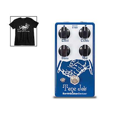 Earthquaker Devices Tone Job V2 EQ & Boost Guitar Effects Pedal and Octoskull T-Shirt Large Black