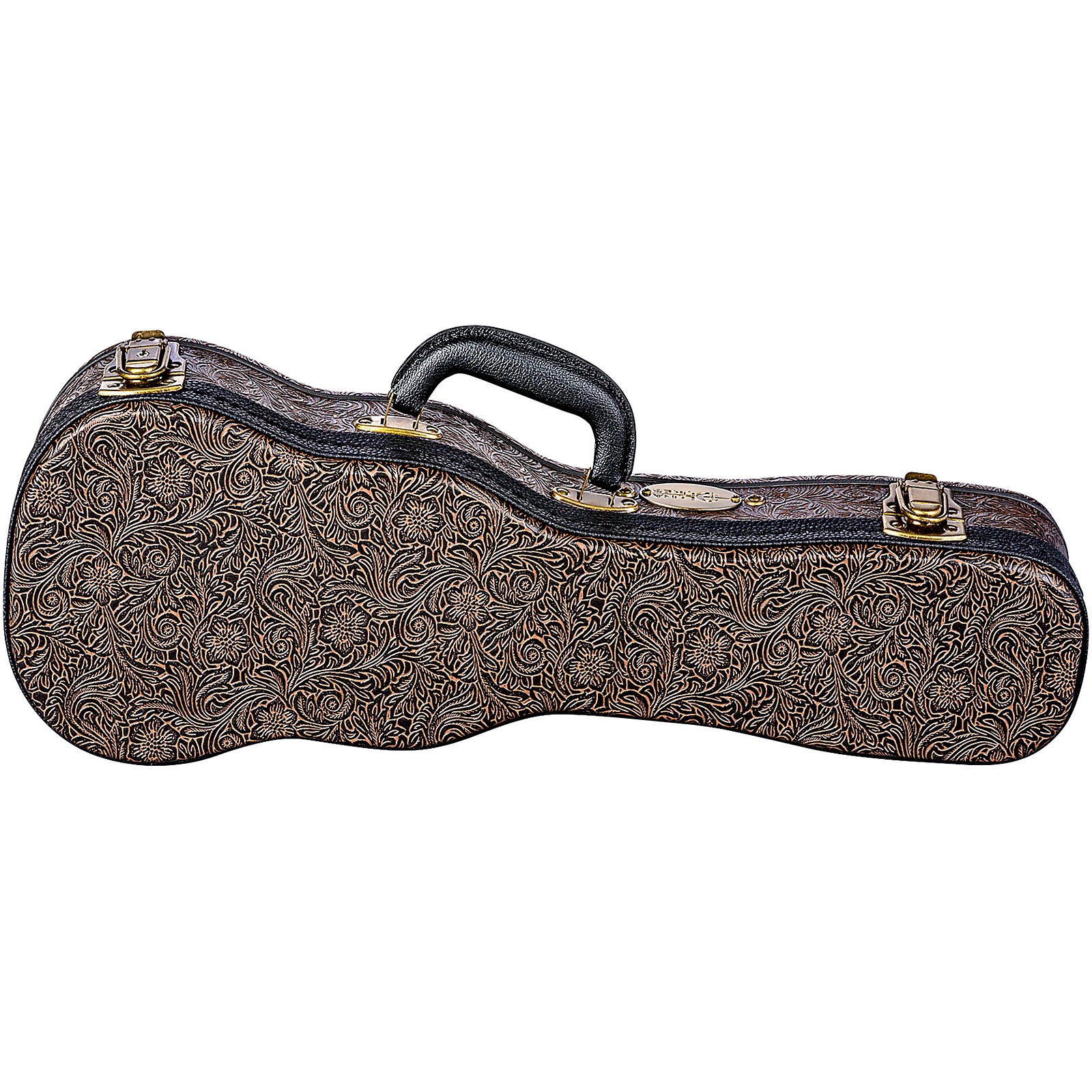 Luna Guitars Tooled Leather Soprano Ukulele Hard Case Brown Musician
