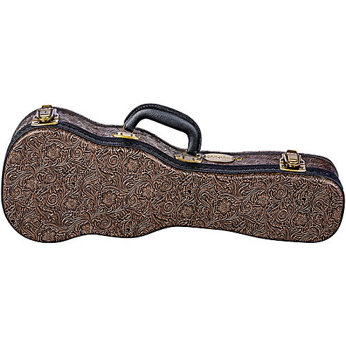 Luna Tooled Leather Soprano Ukulele Hard Case Brown