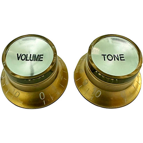 AxLabs Top Hat Knobs - Volume and Tone with White Lettering Gold