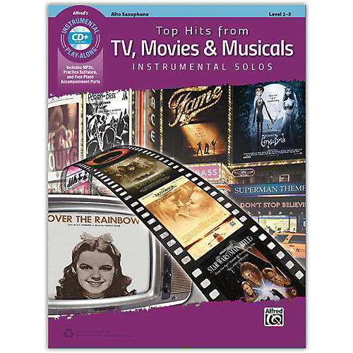 Alfred Top Hits from TV, Movies & Musicals Instrumental Solos Alto Saxophone Book, Level 2-3