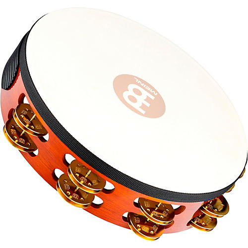 MEINL Traditional Goat-Skin Wood Tambourine Two Rows Brass Jingles