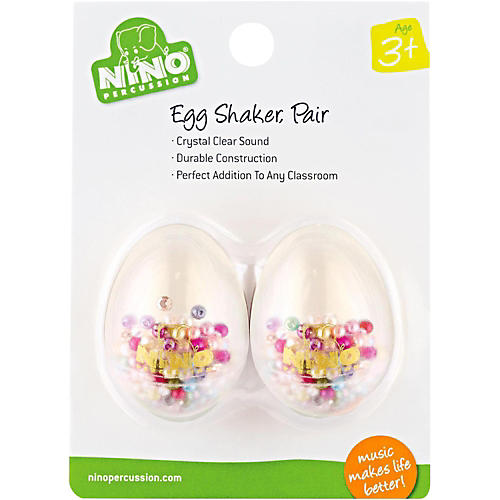 Transparent Plastic Egg Shaker Pair with Multi-Colored Filling