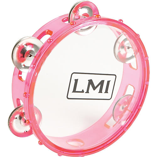 LMI Transparent Tambourine with Head Pink 15CM