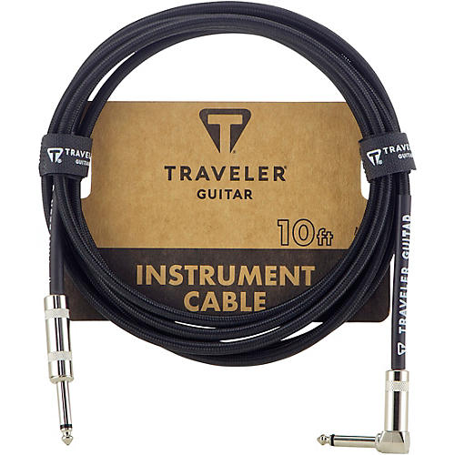 Traveler Guitar Traveler Guitar Braided Straight to Angle Instrument Cable 10 ft. Black