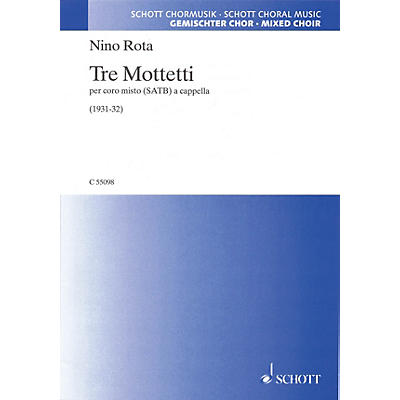 Schott Tre Mottetti SATB a cappella Composed by Nino Rota