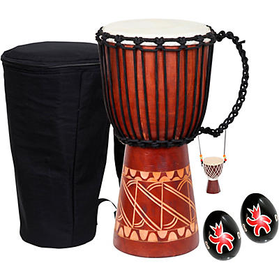 X8 Drums Tribal Djembe with Bag, Shakers and Necklace