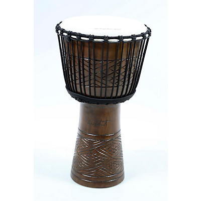 Sawtooth Tribe Series 12" Hand-Carved Congo Design Rope Djembe With Drum Sack Carry Bag