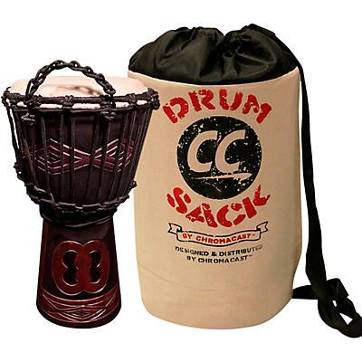 Sawtooth Tribe Series 8" Hand-Carved Unity Design Rope Djembe With Drum Sack Carry Bag