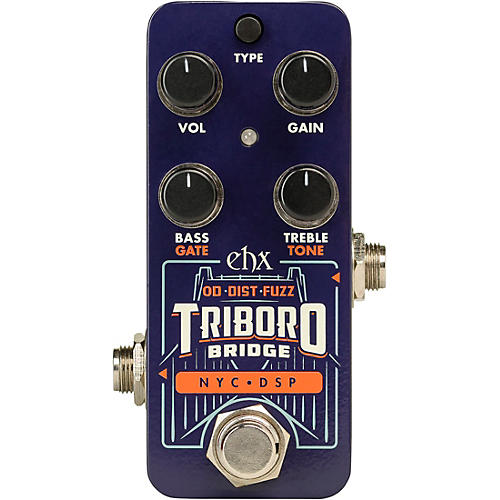 Electro-Harmonix Triboro Bridge Overdrive/Distortion/Fuzz Effects Pedal Blue