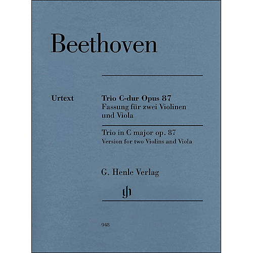 G. Henle Verlag Trio In C Major Op. 87 Version for 2 Violins And Viola By Beethoven / Voss