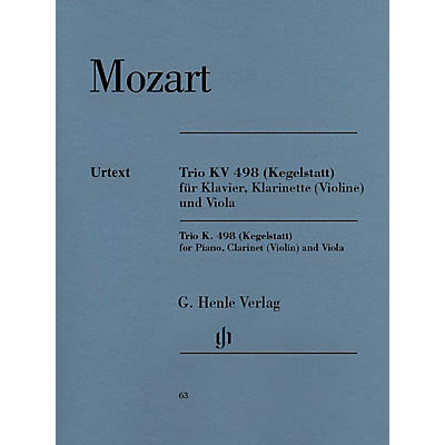 G. Henle Verlag Trio in E-flat Major K. 498 (Kegelstatt) Henle Music Folios Series Softcover