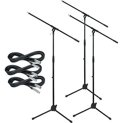 Musician's Gear Tripod Mic Stand with 20-Foot Mic Cable (3-Pack)