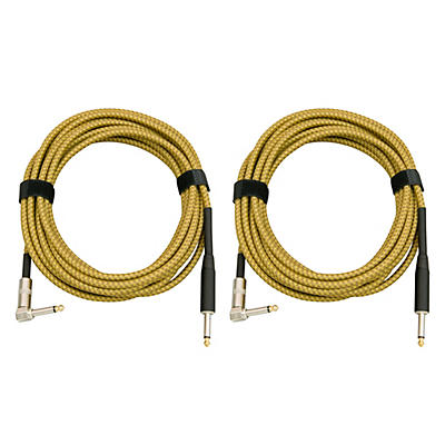 Musician's Gear Tweed Right Angle Instrument Cable 2-Pack