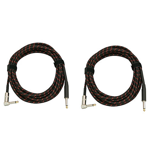 Musician's Gear Tweed Right Angle Instrument Cable 2-Pack 20 ft. Red