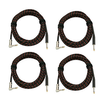 Musician's Gear Tweed Right Angle Instrument Cable 4-Pack