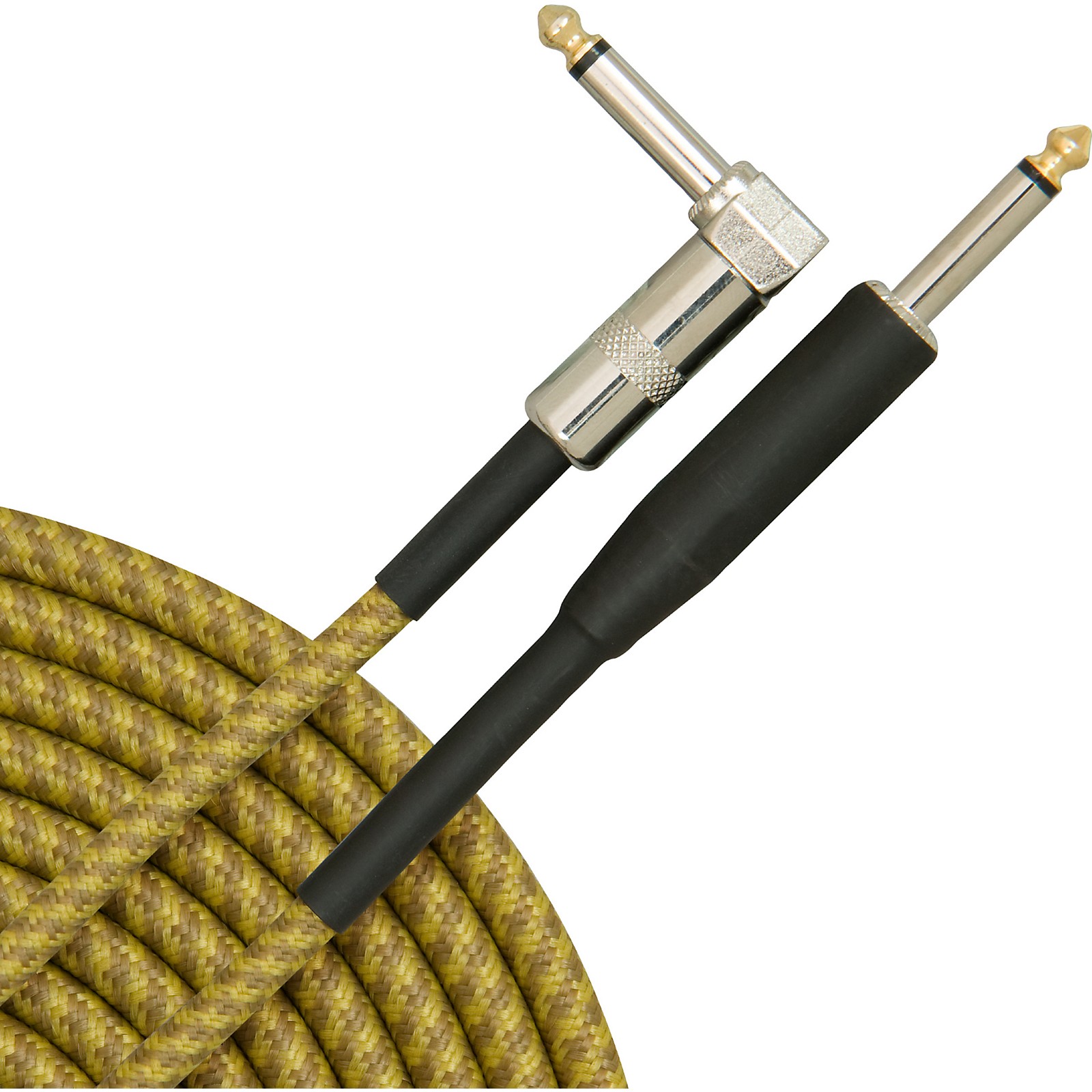 Musician's Gear Tweed Right Angle Instrument Cable Gold 10 ft