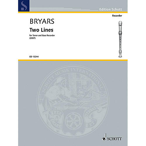 Two Lines (Tenor and Bass Recorder) Schott Series by Gavin Bryars