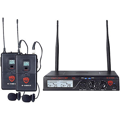 Nady U-2100 LT - Dual Channel UHF Wireless System with Omnidirectional Lavalier/Lapel Microphone