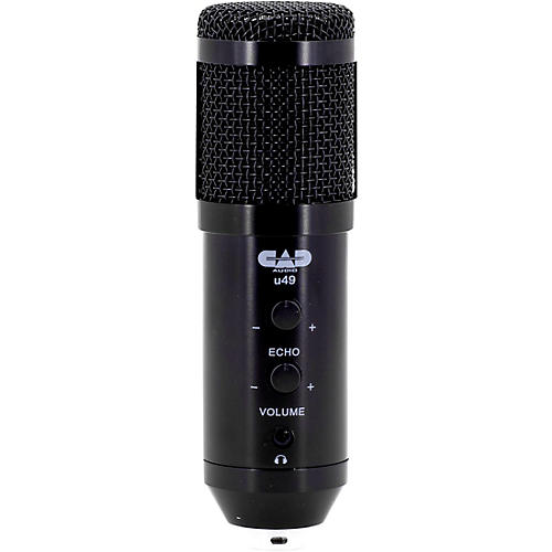 CAD U49 USB Side Address Studio Microphone with Headphone Monitor and Echo Effects Black