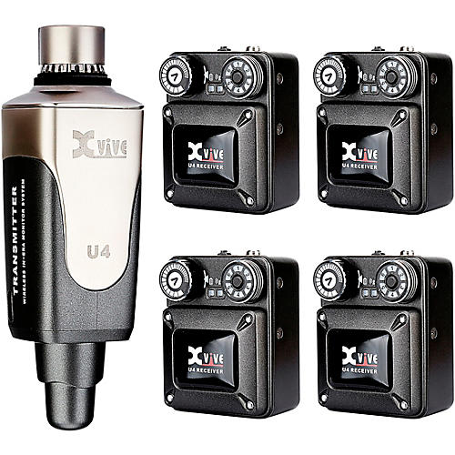 XVive U4R4 In-Ear Monitor Wireless System Transmitter One and Four Receiver