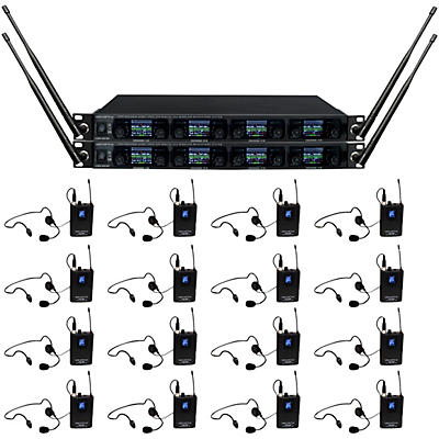 VocoPro UDX-PLAY-16 Digital UHF PLL Wireless Headset Microphone System - 16 Headsets