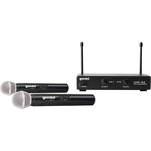 Gemini UHF-02M 2-Channel Wireless Handheld Microphone System, 517.6/521.5MHz S12