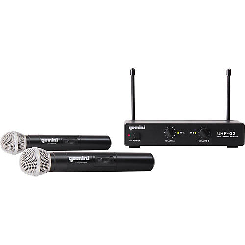 Gemini UHF-02M 2-Channel Wireless Handheld Microphone System, 517.6/521.5mHz Condition 1 - Mint S12