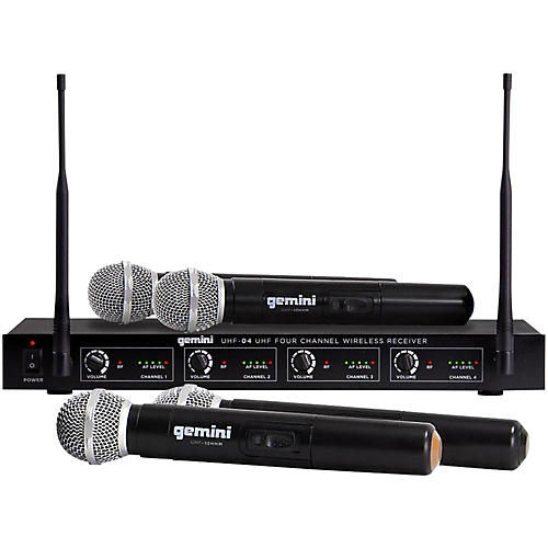 Gemini UHF-04M 4-Channel Wireless Handheld Microphone System, 517.6/521.5/533.7/537.2mHz S1234
