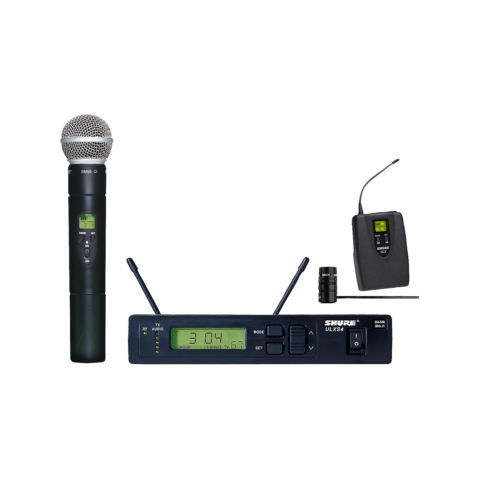 Shure ULXS124/85 Wireless Handheld/Lavalier Combo System Musician's