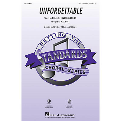 Hal Leonard Unforgettable SSAA DIVISI Arranged by Mac Huff