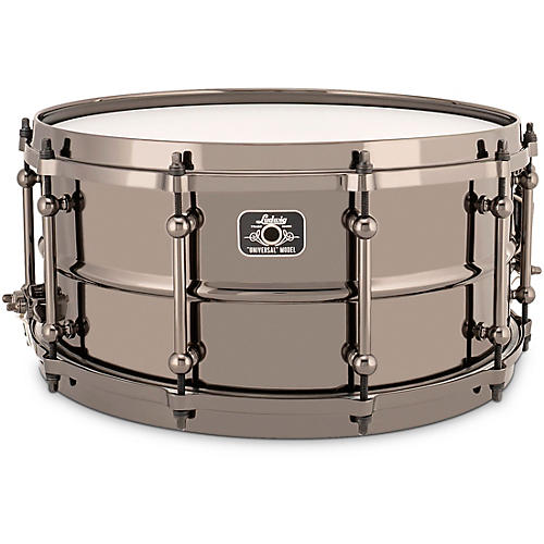 Ludwig Universal Series Black Brass Snare Drum with Black Nickel Die-Cast Hoops Condition 1 - Mint 14 x 6.5 in.