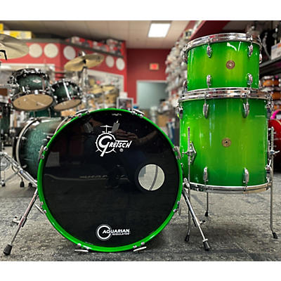 Gretsch Drums Used 1960s Gretsch Drums 3 piece 60's Era Round Badge Kit Lime Mist Organic Green Fade Drum Kit