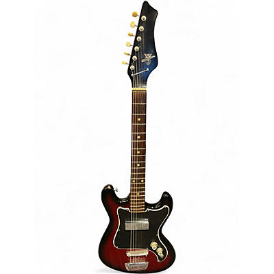 Used 1960s Kingston Double Cut red burst Solid Body Electric Guitar