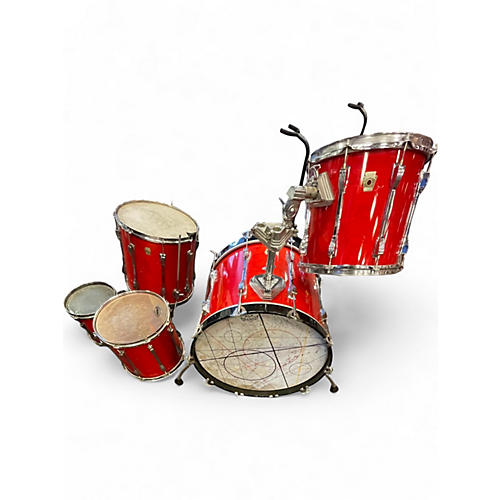 Used 1960s Ludwig 5 Piece SHADOW CLASSIC Candy Apple Red Drum Kit Candy Apple Red