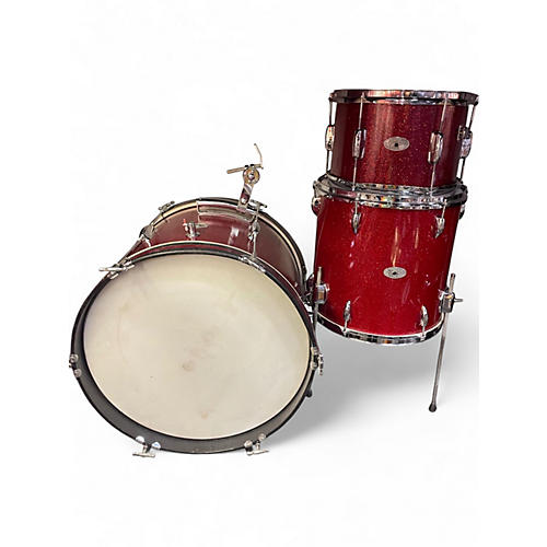 Used 1960s Premier 3 Piece 3 Piece Red Sparkle Drum Kit Red Sparkle