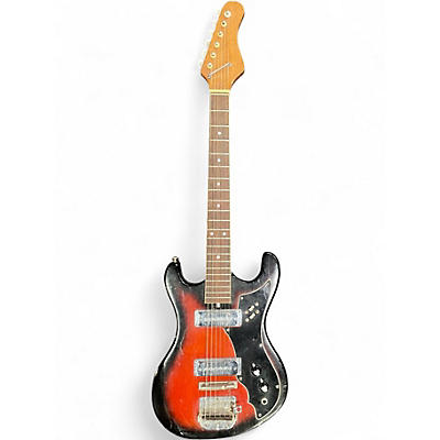 Used 1960s Teisco Double Cut 2 Color Sunburst Solid Body Electric Guitar