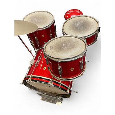 Used 1966 Ludwig 4 Piece Club Date Red Sparkle Drum Kit