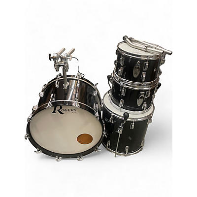 Rogers Used 1970 Rogers 4 Piece DRUMS Black Onyx Drum Kit